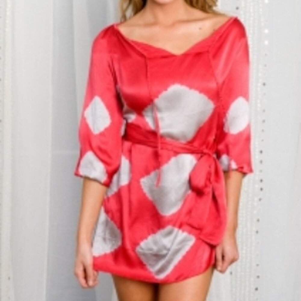 Letarte Beach Babe Tie Dye Belted Silk Cover Up Dress